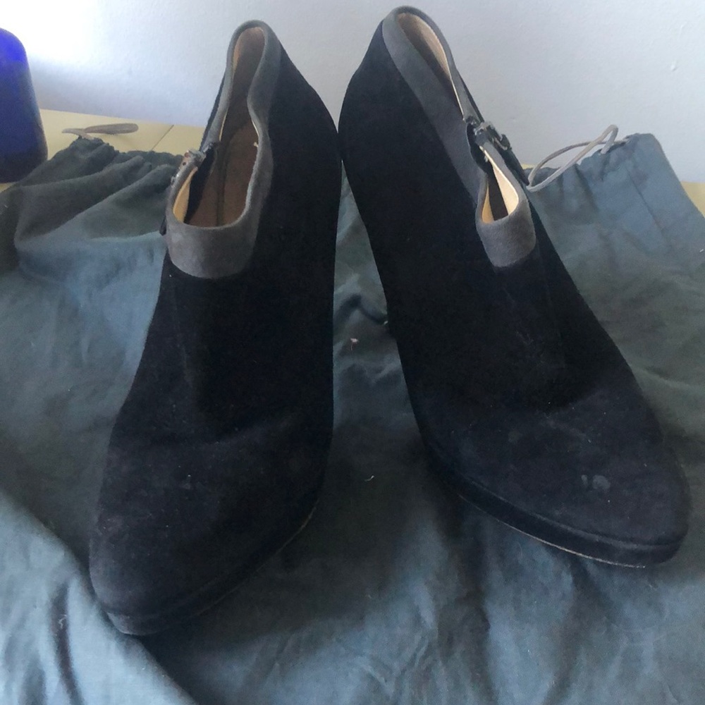 PRADA black and grey suede ankle booties